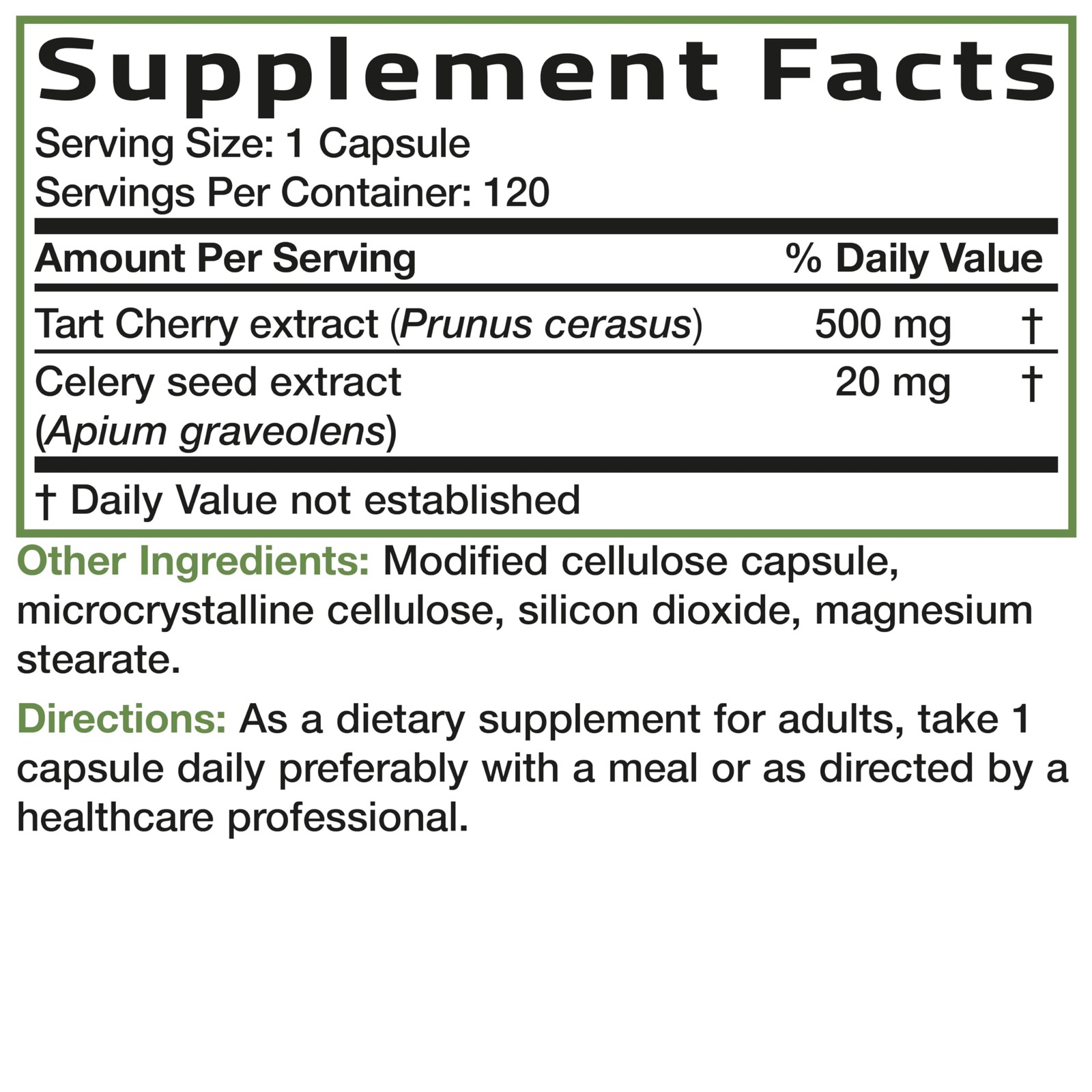 Bronson Tart Cherry Extract + Celery Seed Capsules – 120 Count (Pack of 1)