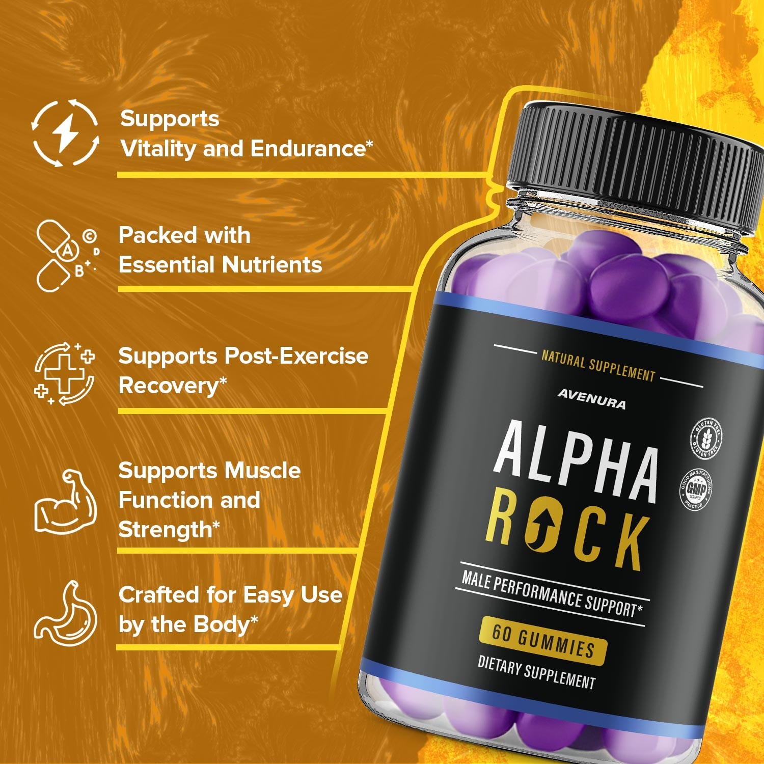 (2 Pack) Alpha Rock Men Gummies – AlphaRock Gummy Natural Blend Advanced Formula