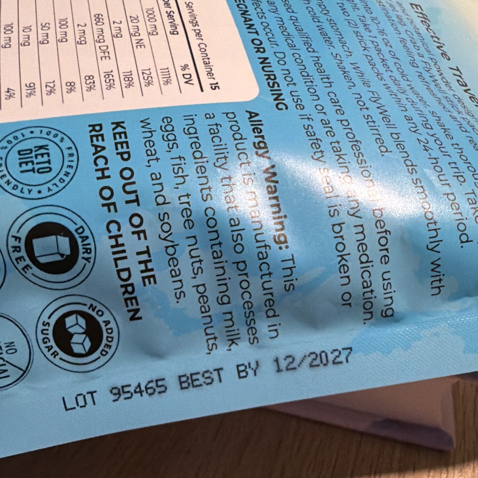 FlyWell Electrolytes Powder Passion Fruit Tangerine 15 Sticks Keto Gluten Free