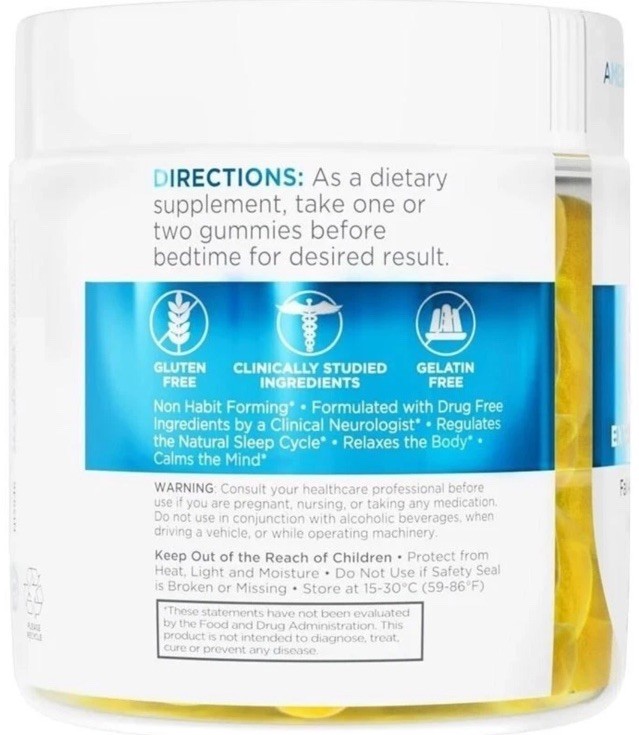 RELAXIUM Sleep Quick Gummies – Sleep Aid Support – Yummy Lemon – 60 Gummies