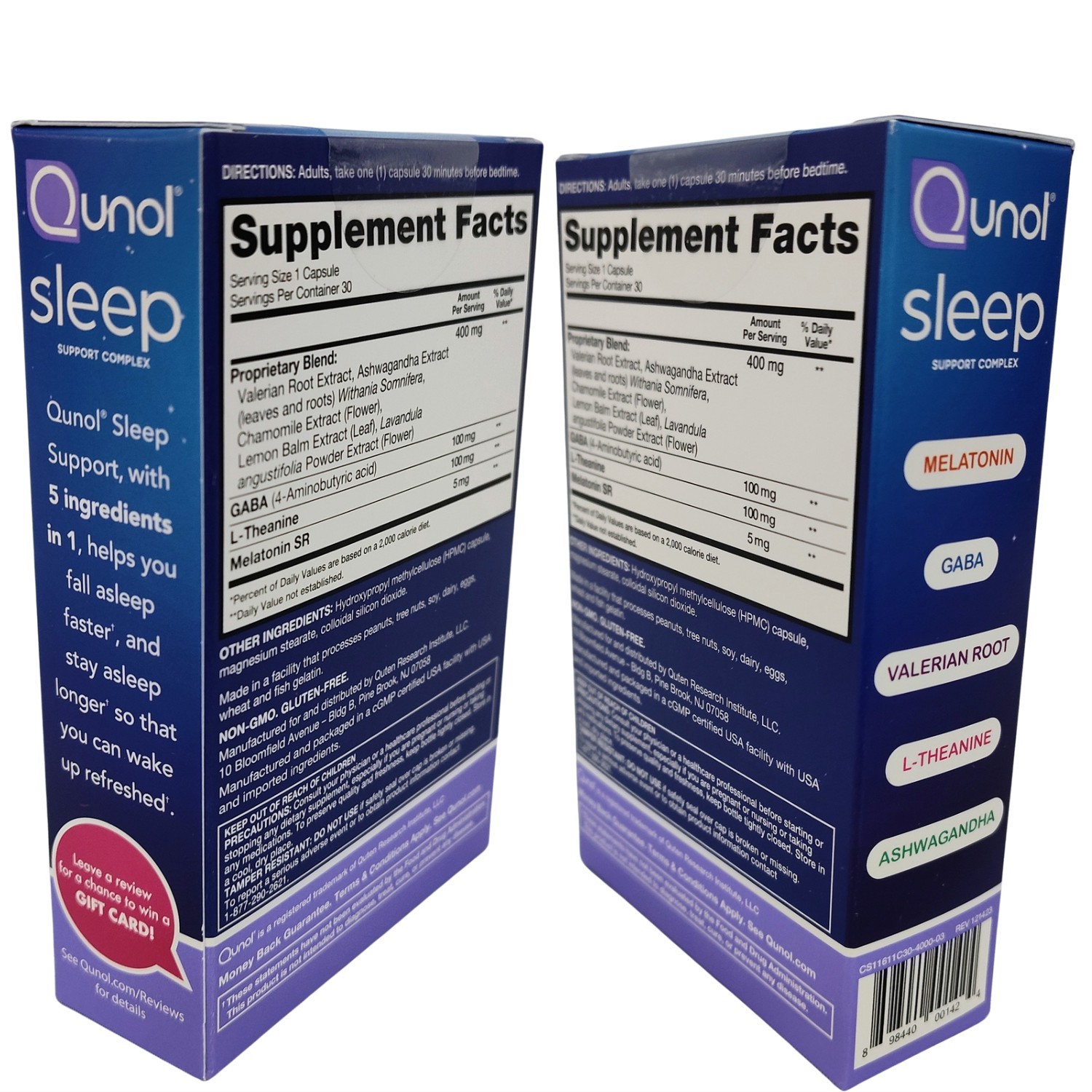 Qunol Sleep Support Complex 5:1 Time Release Melatonin Ashwagandha 30ct – 02/27