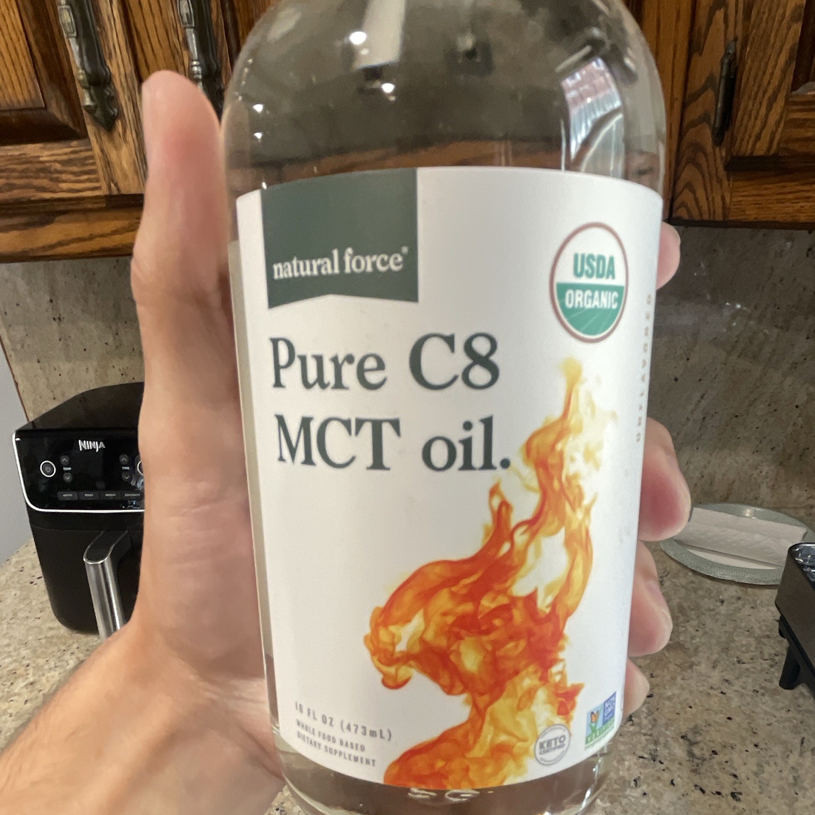 Natural Force Pure C8 MCT Oil USDA Organic Non-GMO Keto Unflavored 16 fl oz