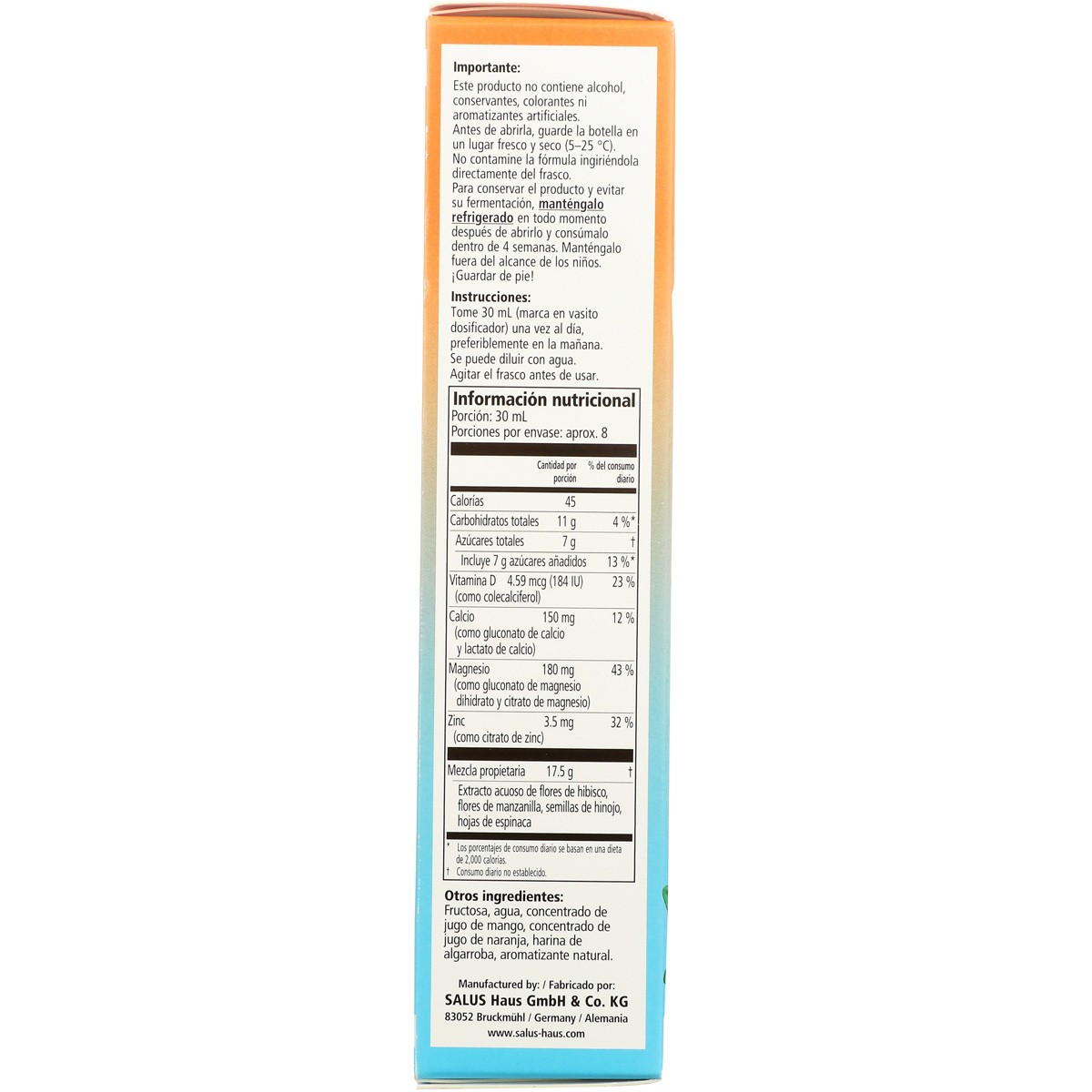 Floradix Liquid Calcium Magnesium Herb Mineral Supplement 8.5 Fl Oz 1 Pack
