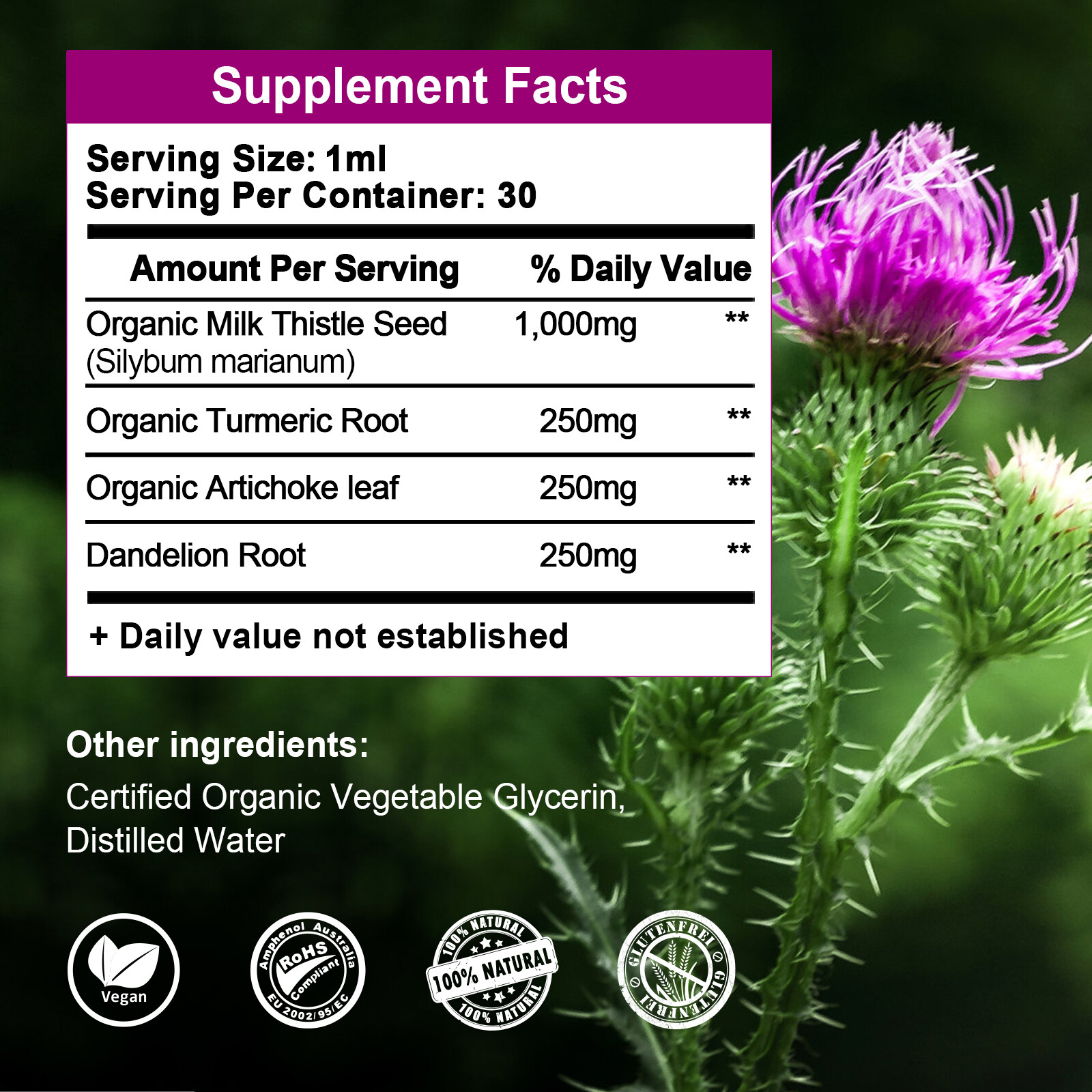 Milk Thistle Liquid Drop,Dandelion Root,Liver Cleanse Immune Support 2 Bottles