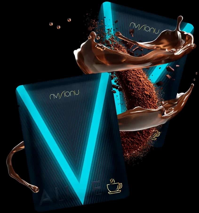20 servings coffee Alive dietary; 3 shots of Alive Supports daily energy # 4
