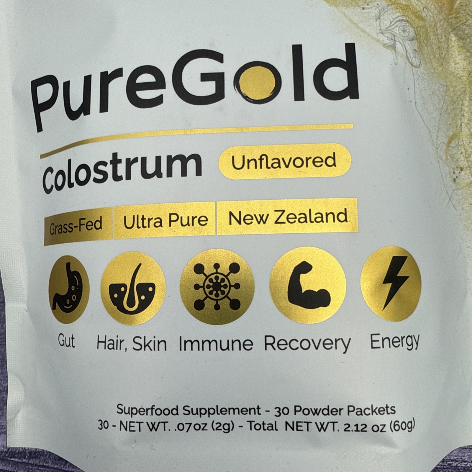 Fasted Athlete PureGold Colostrum Grass-Fed Powder (30 Single Serve Packets)
