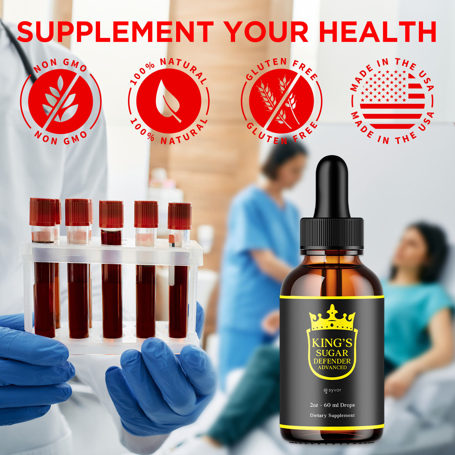 (2 Pack) King’s Sugar Defender Blood Support Drops Vitamin Supplement 60 Serving