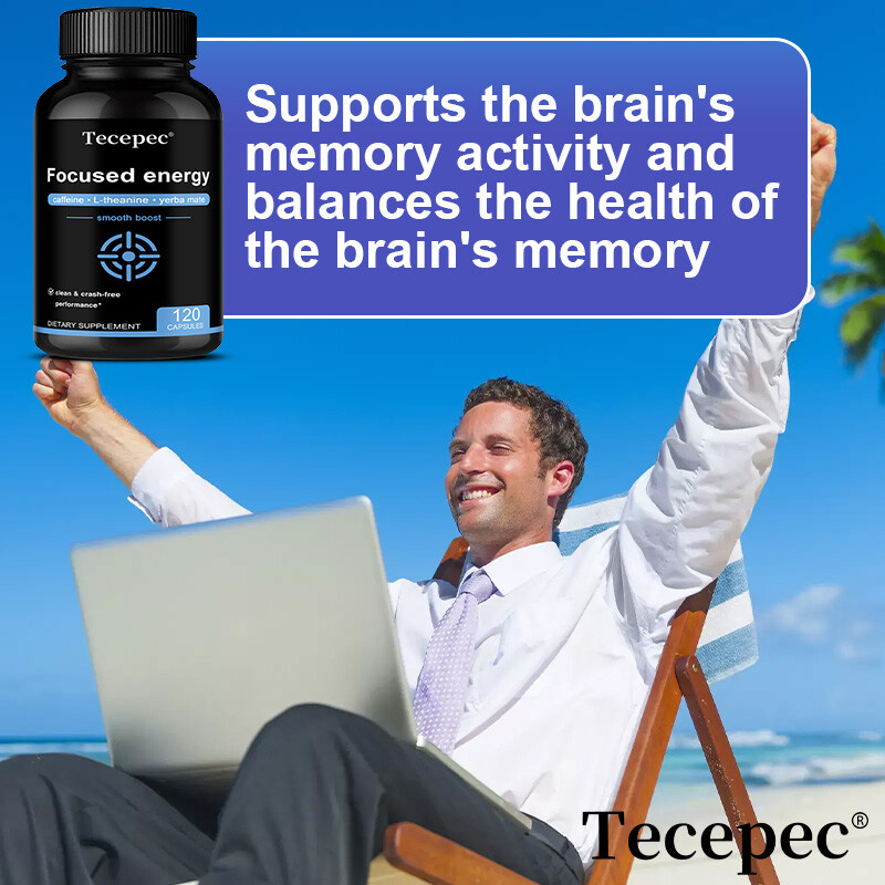 Caffeine with L-Theanine for Energy & Focus – with Yerba Mate Vegan Capsules