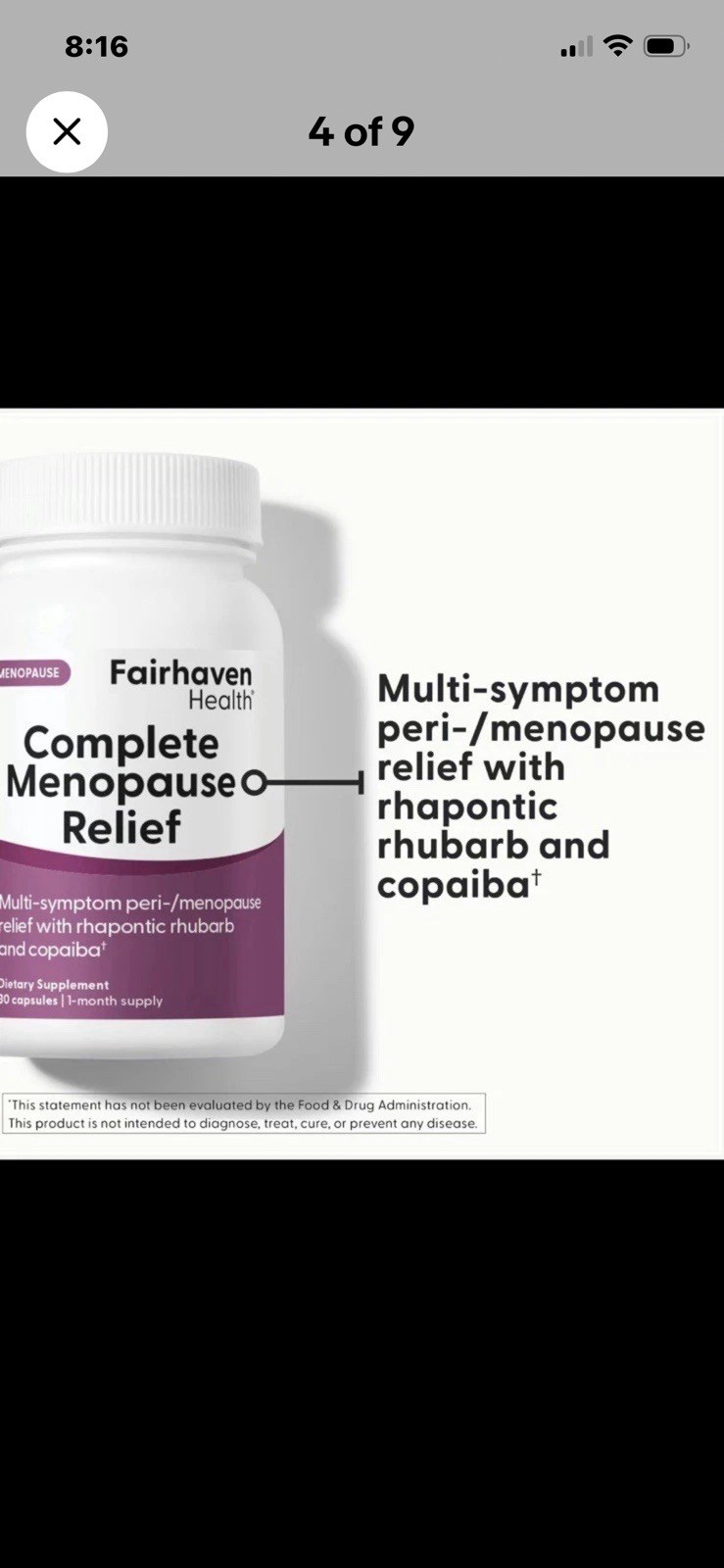Fairhaven Health Menopause Relief Capsules Rhapontic Rhubarb Copaiba 30