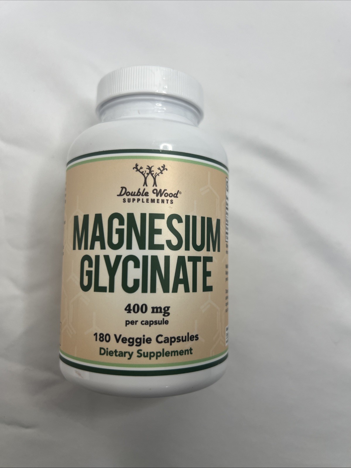 Double Wood Supplements Magnesium Glycinate 400mg 180 Veggie Capsules
