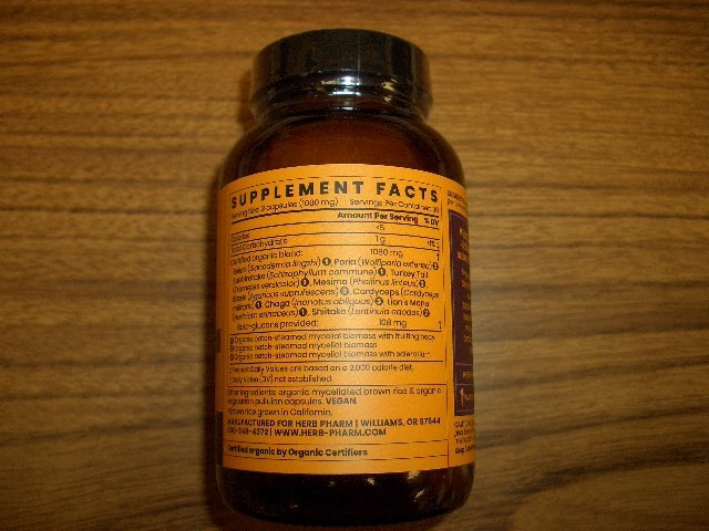 Herb Pharm Mushroom Wellness Everyday 10-90 Vegetarian Caps Exp 3/2028