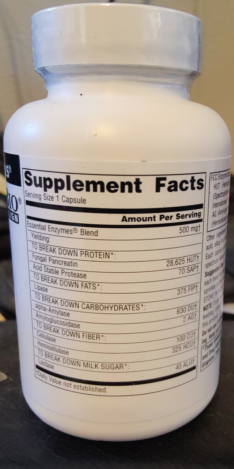 Source Naturals Daily Essential Enzymes 500mg Digestive Aid 120 Veg Caps