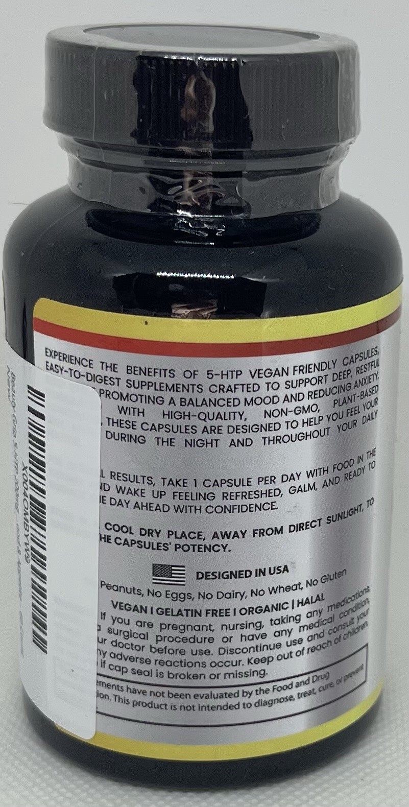 5-HTP 200mg with L-Theanine, Vitamin B6, B12 & Magnesium – Vegan, Halal, Non GMO