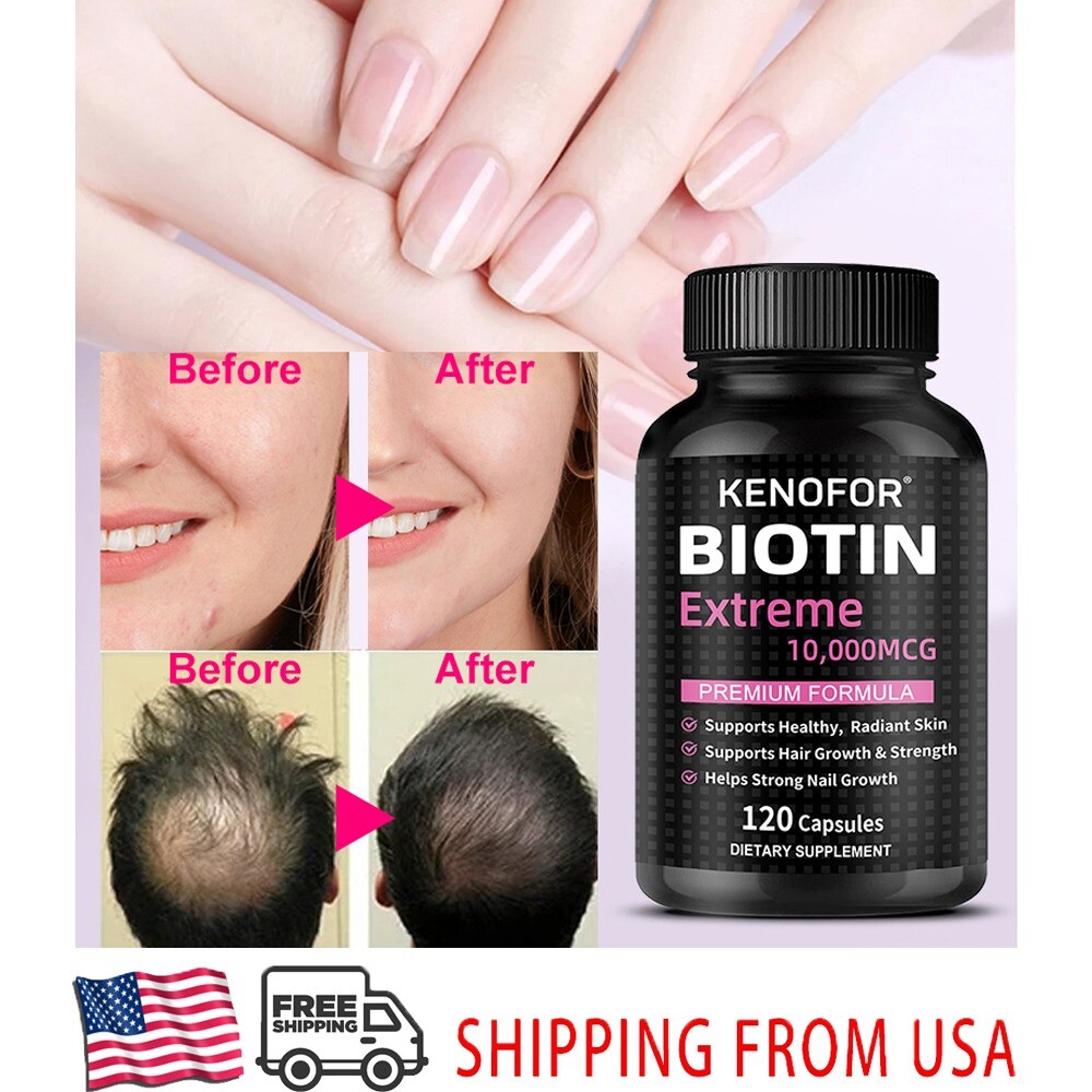 Biotin 10,000 mcg Maximum Strength Capsules 120 Capsules Supplement*