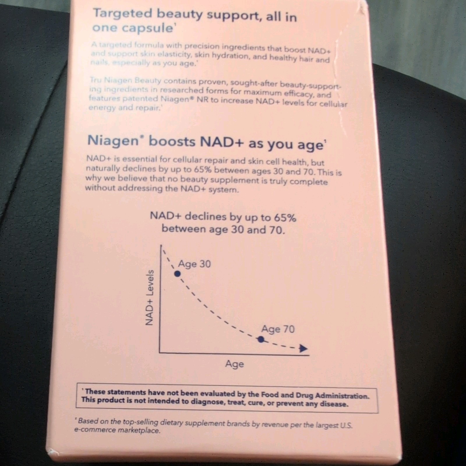 Tru Niagen Beauty Hair Skin Nails 100mg Vegetarian Gluten-Free 30 Capsules