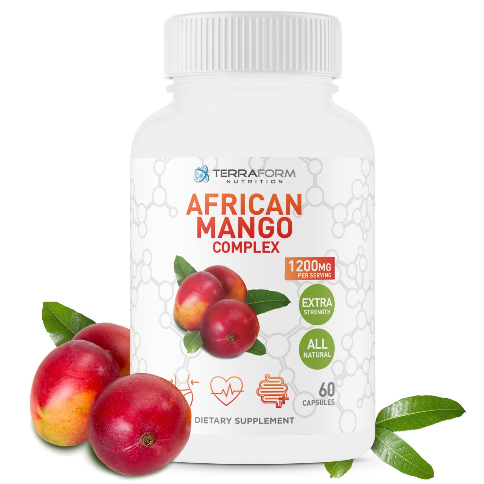 African Mango Complex Diet Pills – Natural Way to Burn Fat – 1200mg/30 Serv.