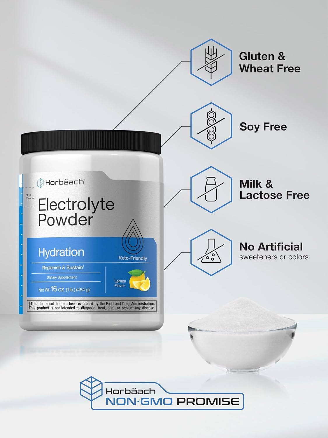 Electrolytes Powder | 16 Oz | 130 Servings | Hydration Supplement | Vegetarian |