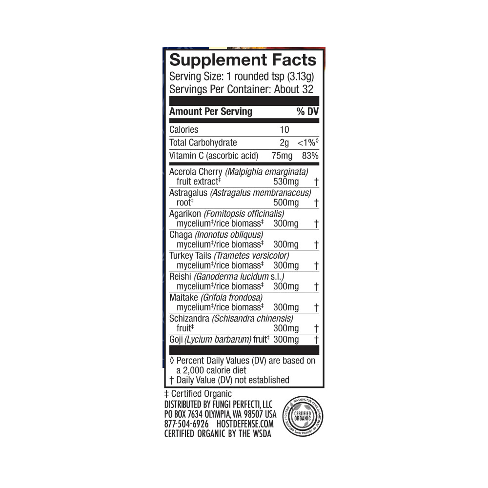 Host Defense Immune Booster Powder 3.50 oz – Gut Health Immune Support, Chaga