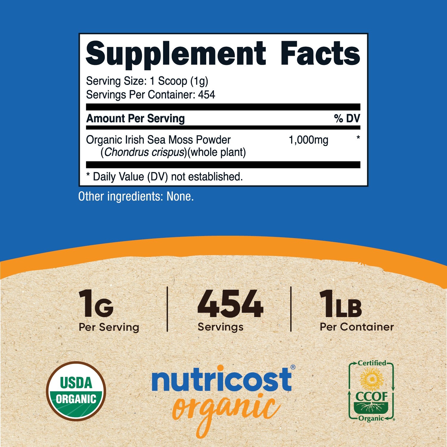 Nutricost Organic Irish Moss Powder (1 LB) – Gluten Free, Non-GMO