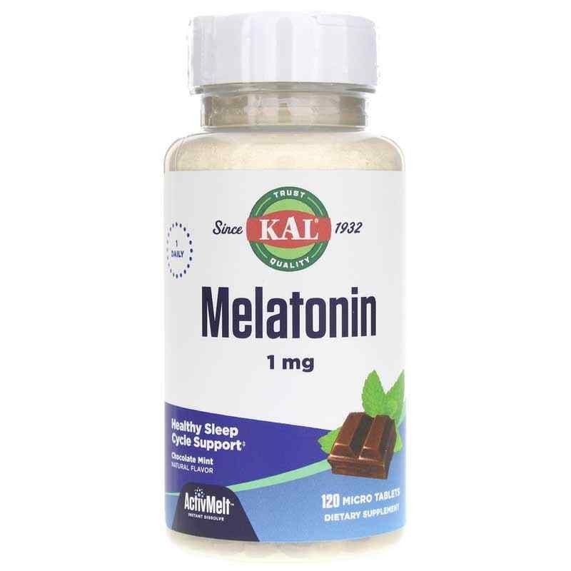 KAL Melatonin 1 Mg 120 Chocolate Mint ActivMelt Tablets