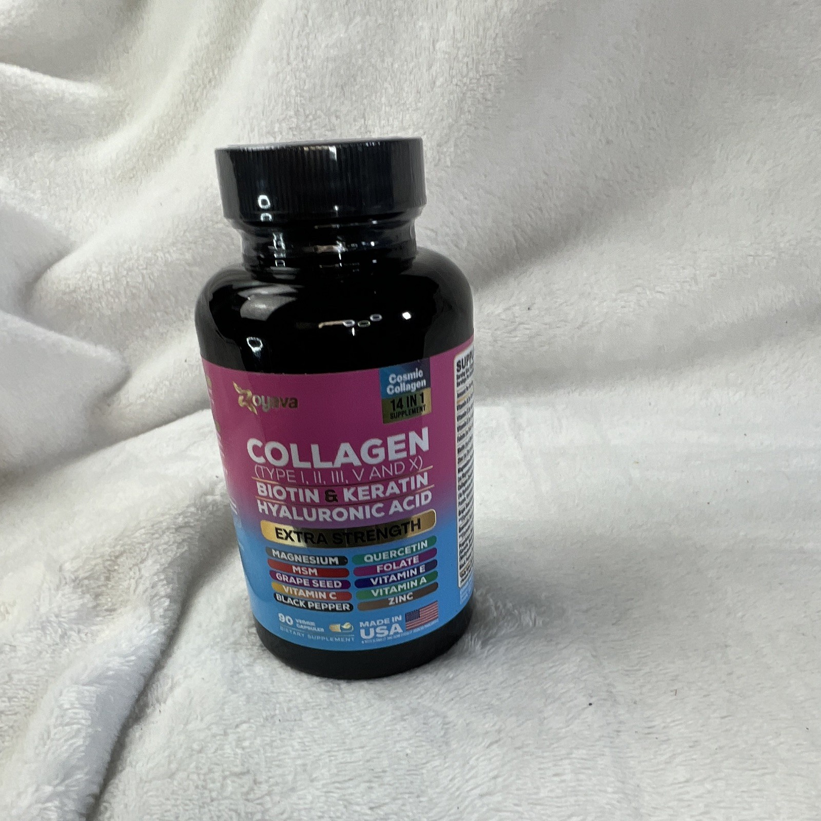 Zoyava Collagen Types I II III V & X + Biotin Keratin HA Vit C 90 Capsules USA