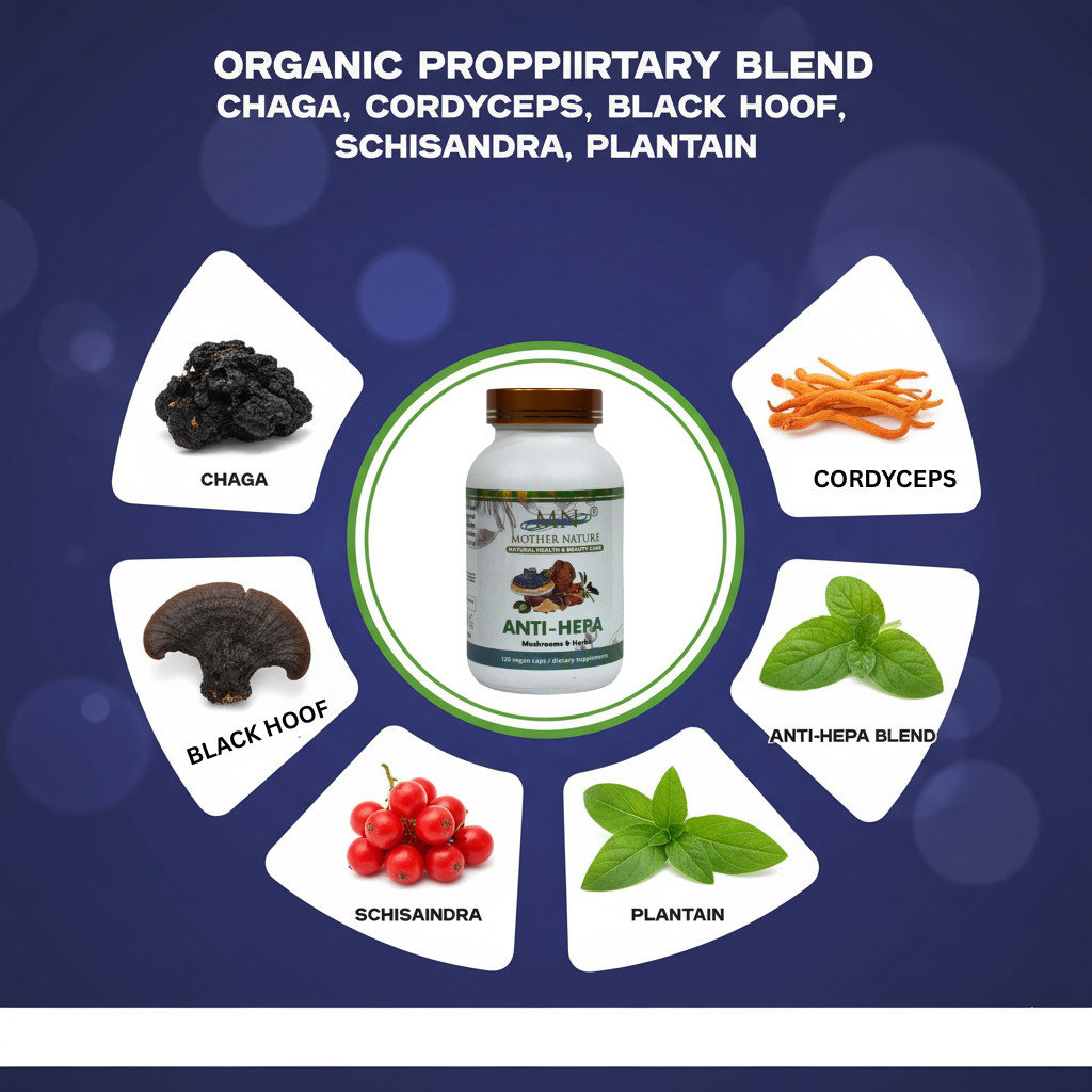 Organic Chaga Cordyceps Black Hoof Schisandra Mushrooms & Herbal Blend 120 Caps