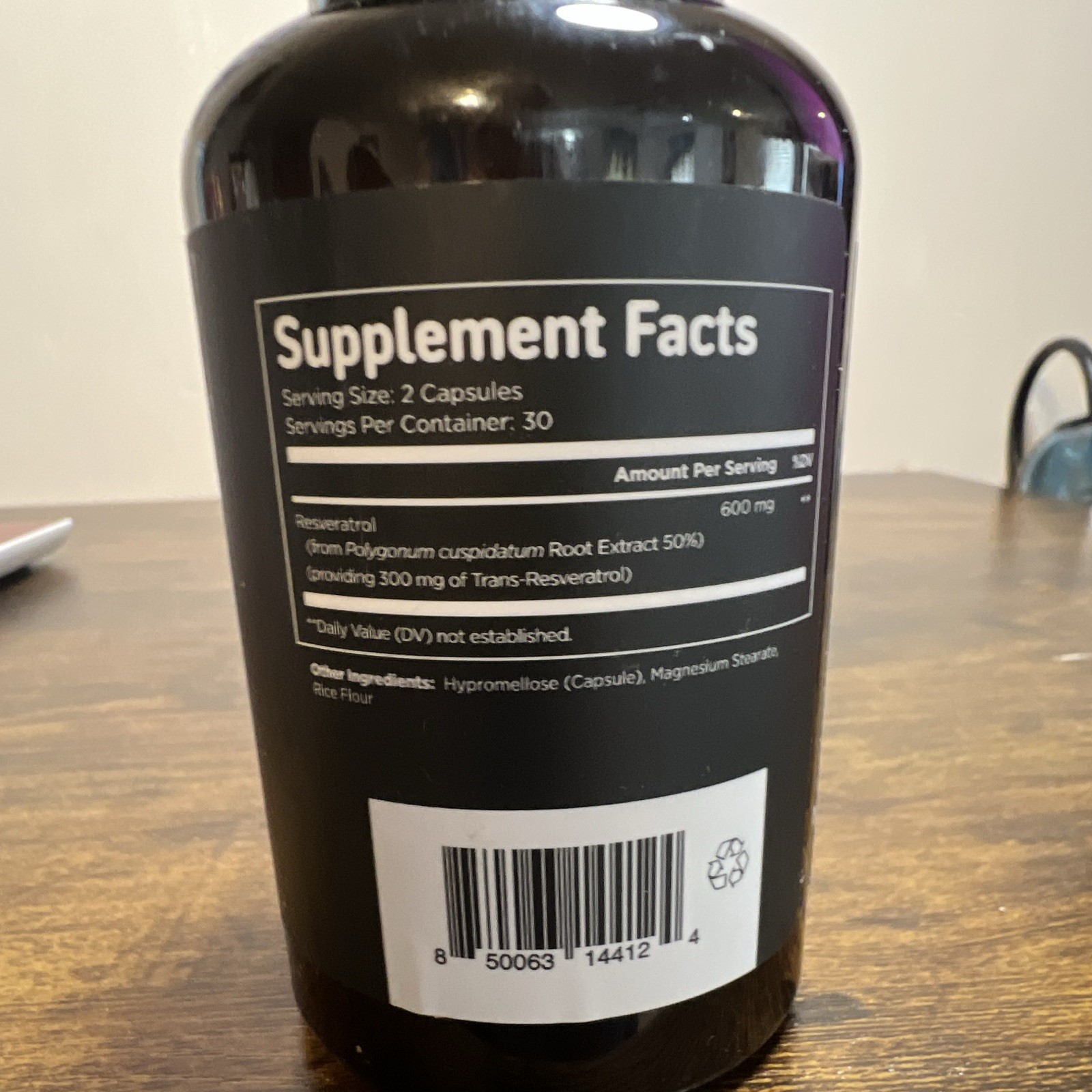Vital Vitamins Resveratrol 600mg Plant-Derived 60 Capsules Exp 11/2027