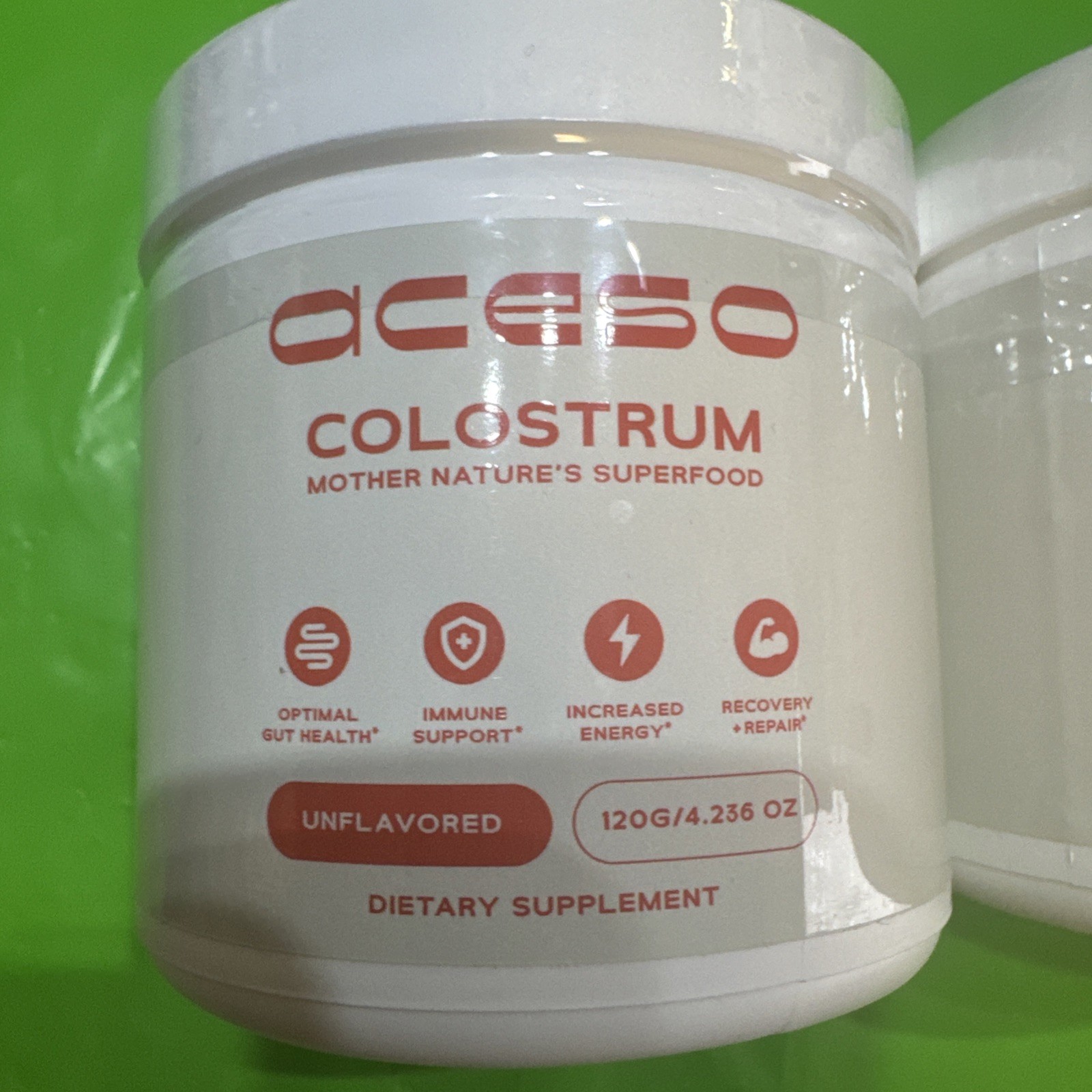 Lot Of 2 Aceso Bovine Colostrum Powder Immune Support Unflavored 120g rBST-Free