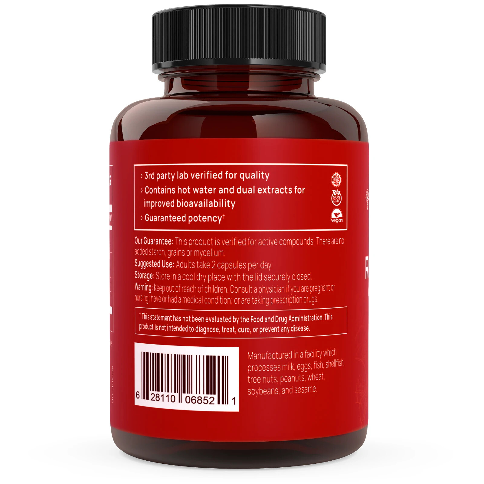 Real Mushrooms RealClarity Lion’s Mane Rhodiola Bacopa Extracts 60 caps NEW