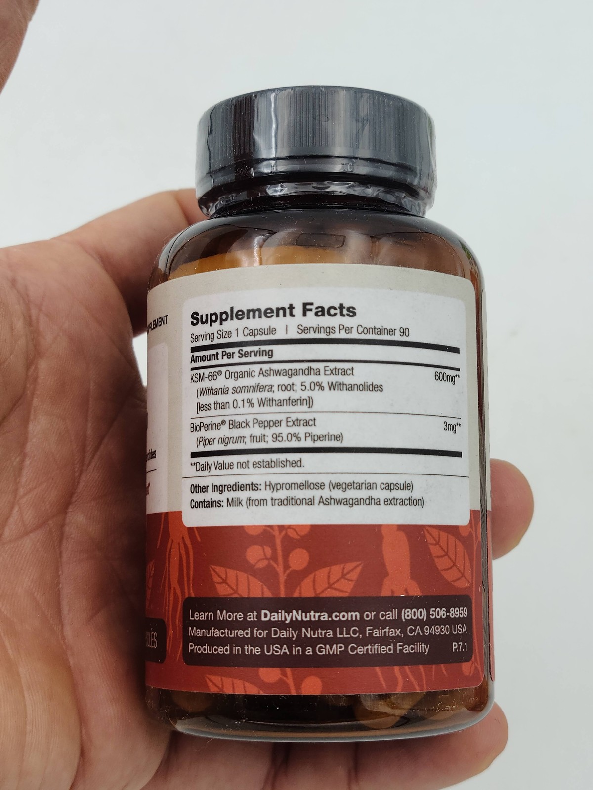 Daily Nutra KSM-66 Ashwagandha 600mg 90 Capsules Organic Relaxation Endurance
