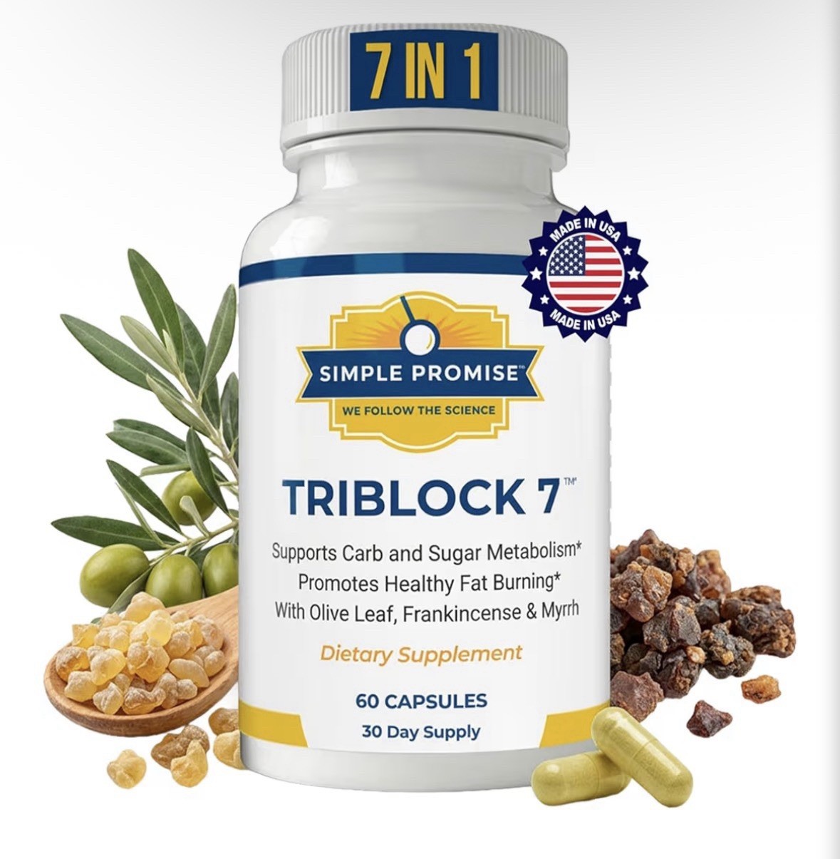 Simple Promise TriBlock7 Frankincense & Myrrh Carb Blocker Weight Management 60