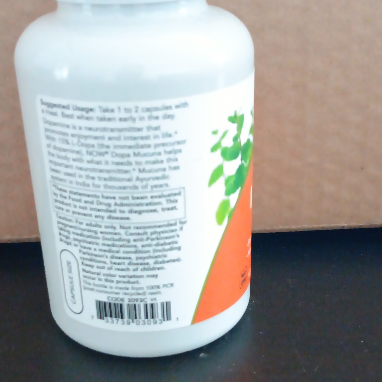 NOW Dopa Mucuna Brain Support 800mg 180 Veg Capsules Vegan Non-GMO