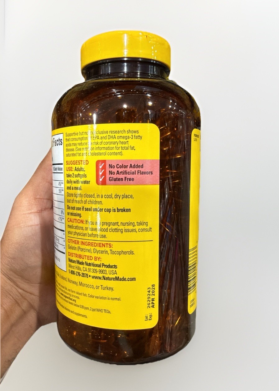 Nature Made Fish Oil 1200 mg, 300 Softgels Exp: 03/2028