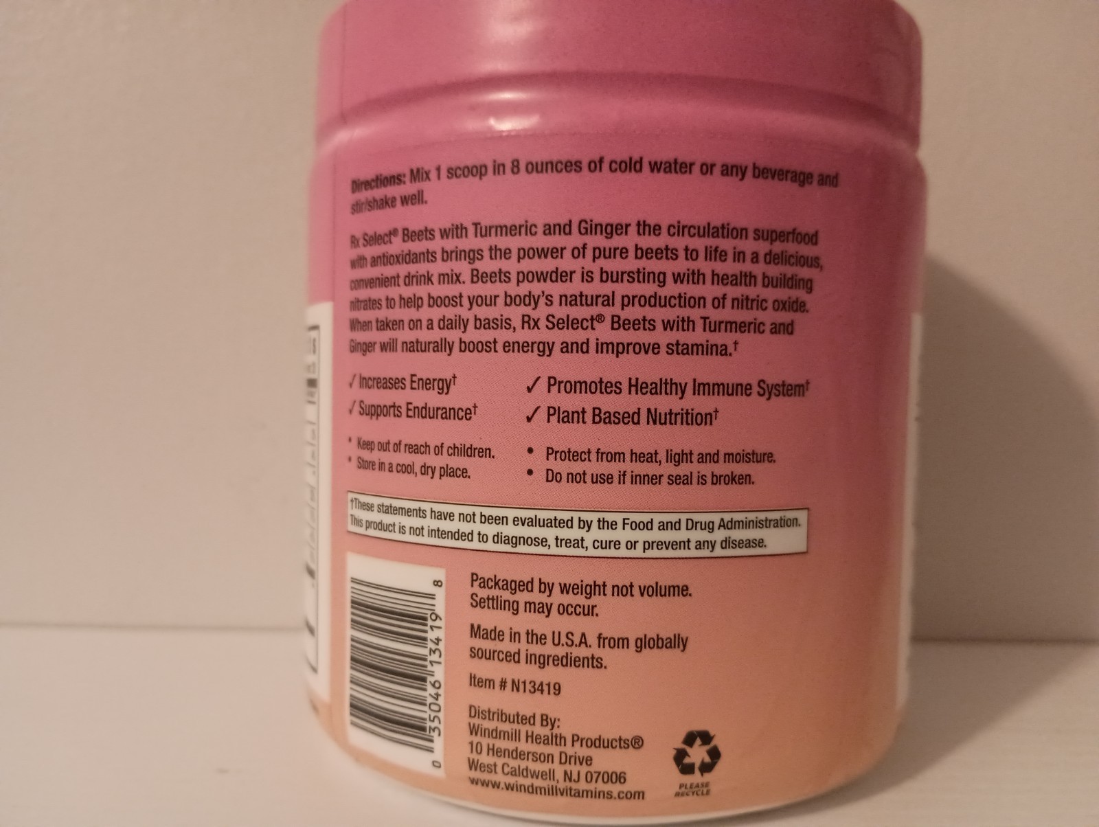 Rx Select® Beets with Turmeric and Ginger Dietary Supplement 7.1 oz 09/2028