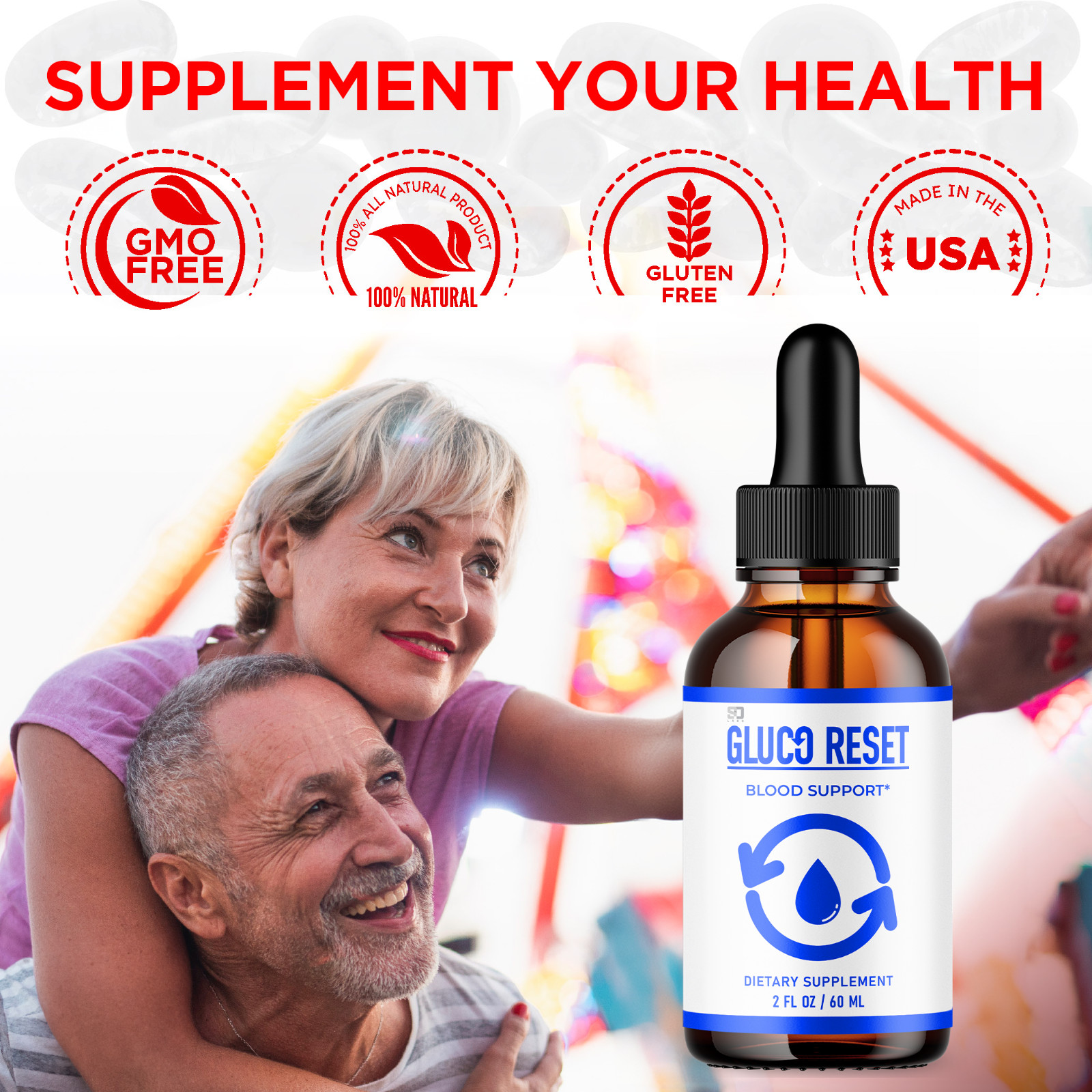 Gluco Reset Advanced Blood Support Drops All Natural Supplement 2oz – 2 Pack