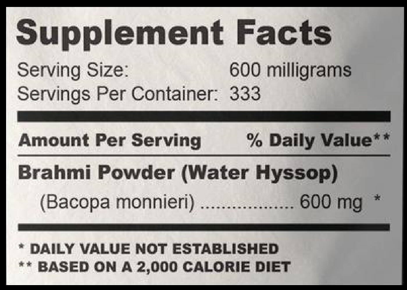 Brahmi Powder (Waterhyssop) Bacopa Monnieri | 200 Grams (7.05 Ounces) | Natural