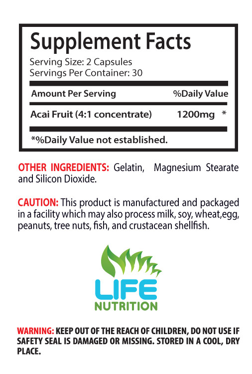 Acai Plants – Acai Berry Extract 1200mg – Boost Proper Digestion 3B