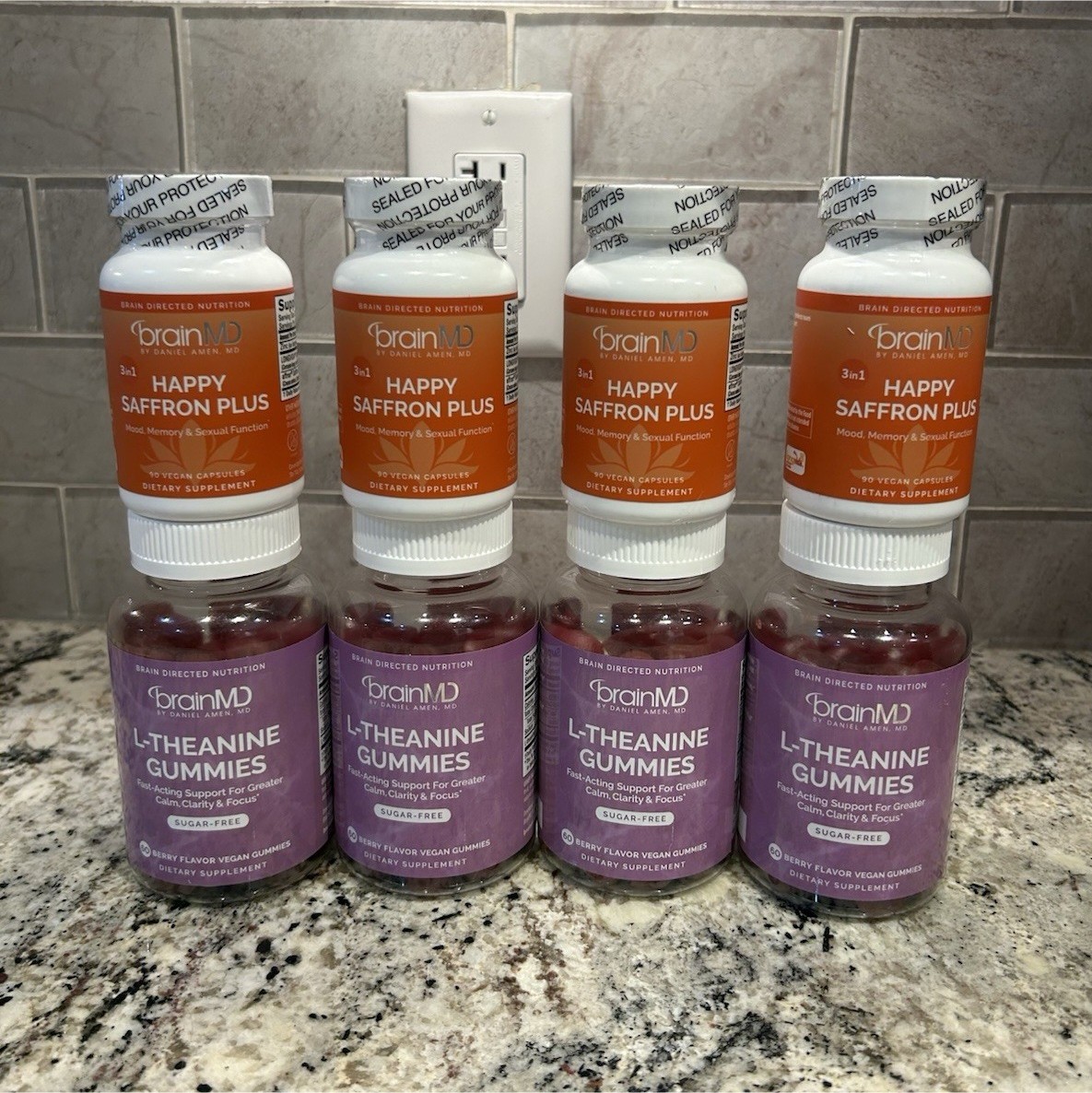 BrainMD Happy Saffron Plus Capsules & L-Theanine Gummies Supplement Bundle!!