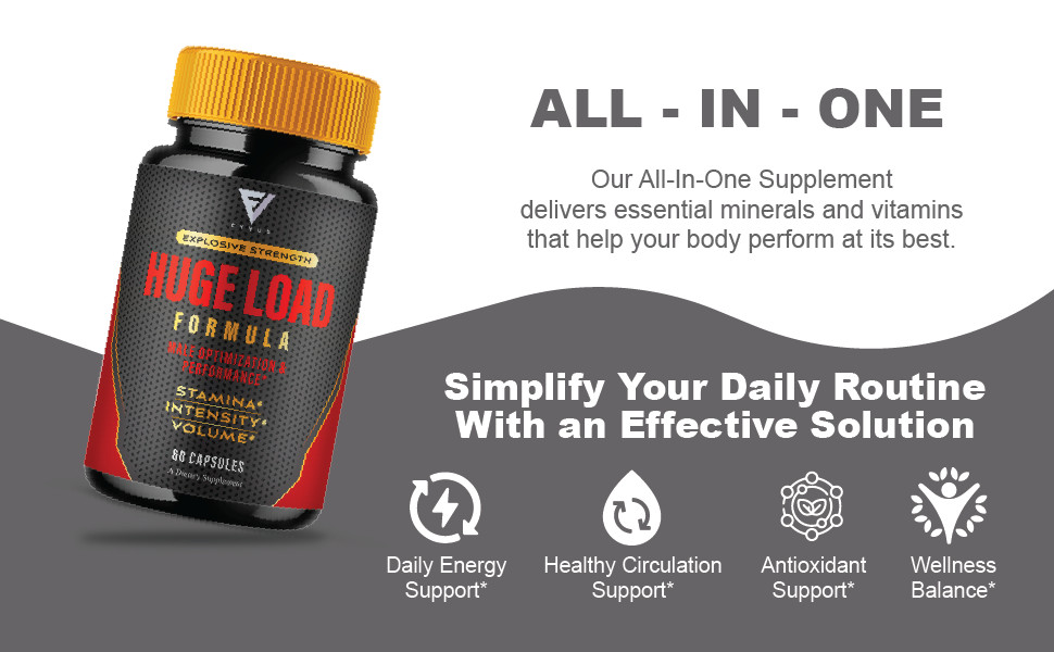 (5 Pack) Huge Load Advanced Formula, HugeLoad Male Support Pills (300 Capsules)