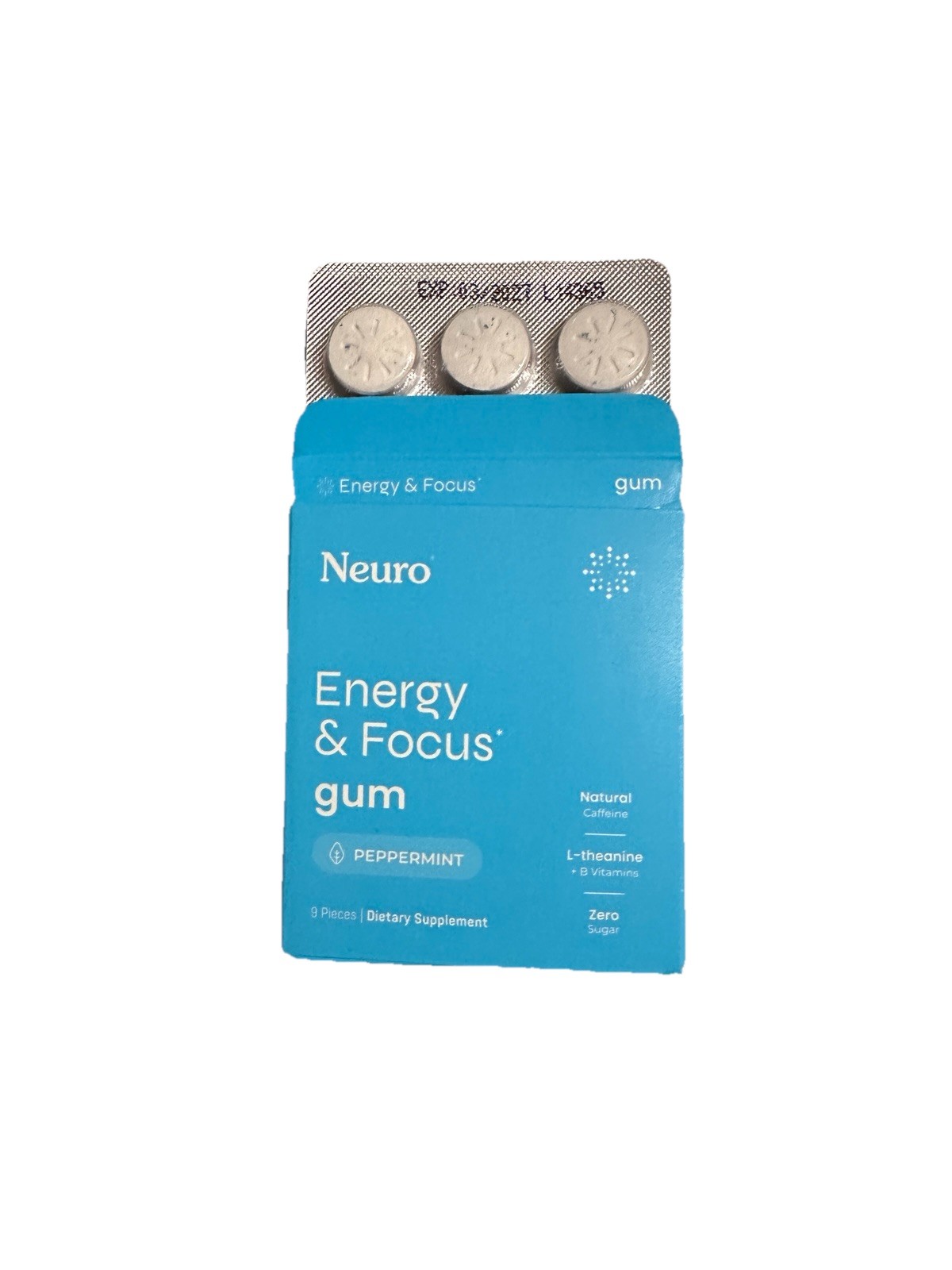 Neuro Gum L-theanine B-12 Nootropics Caffeine 2 Pack 18 pcs Boost Energy & Focus