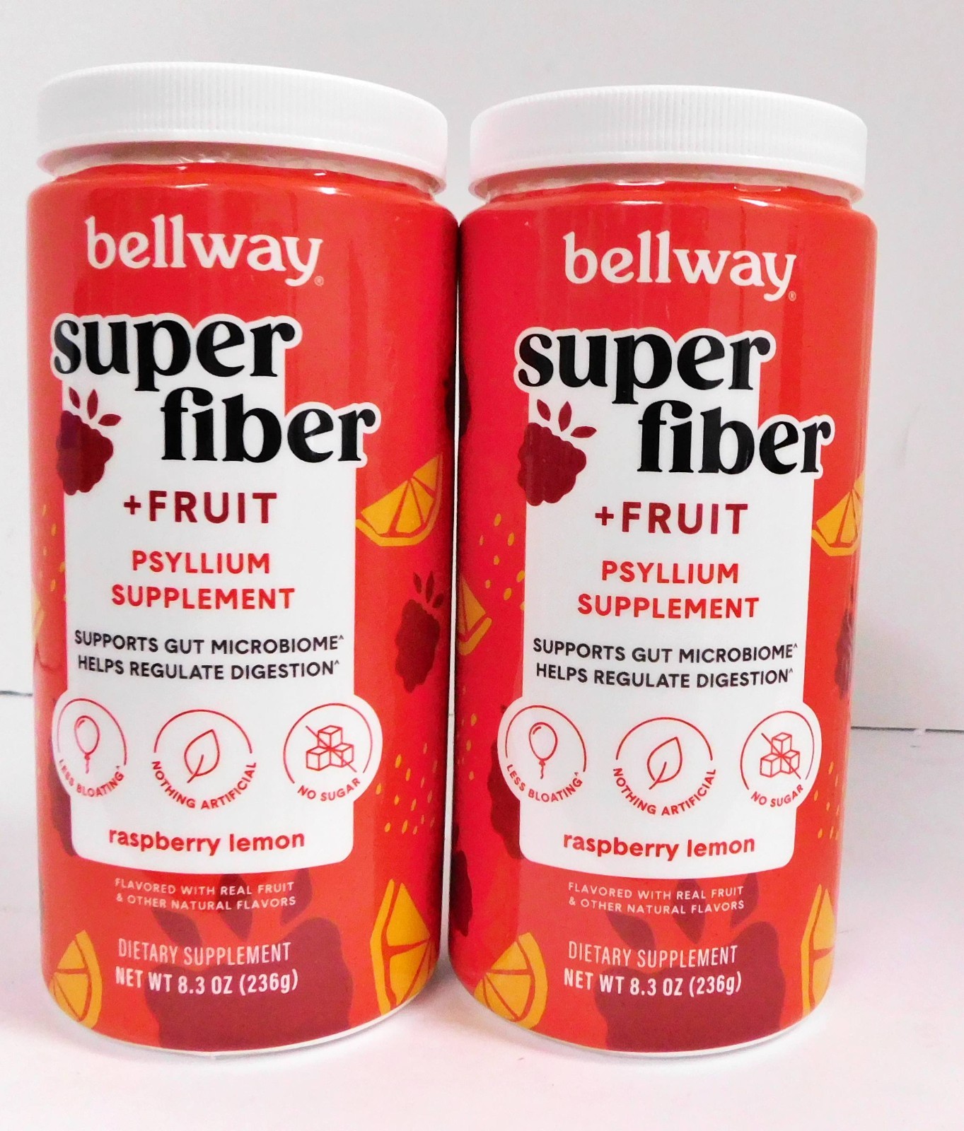 Lot Of 2 Bellway Raspberry Lemon Super Fiber + Fruit 8.3oz EXP 06/27/2026 SEALED