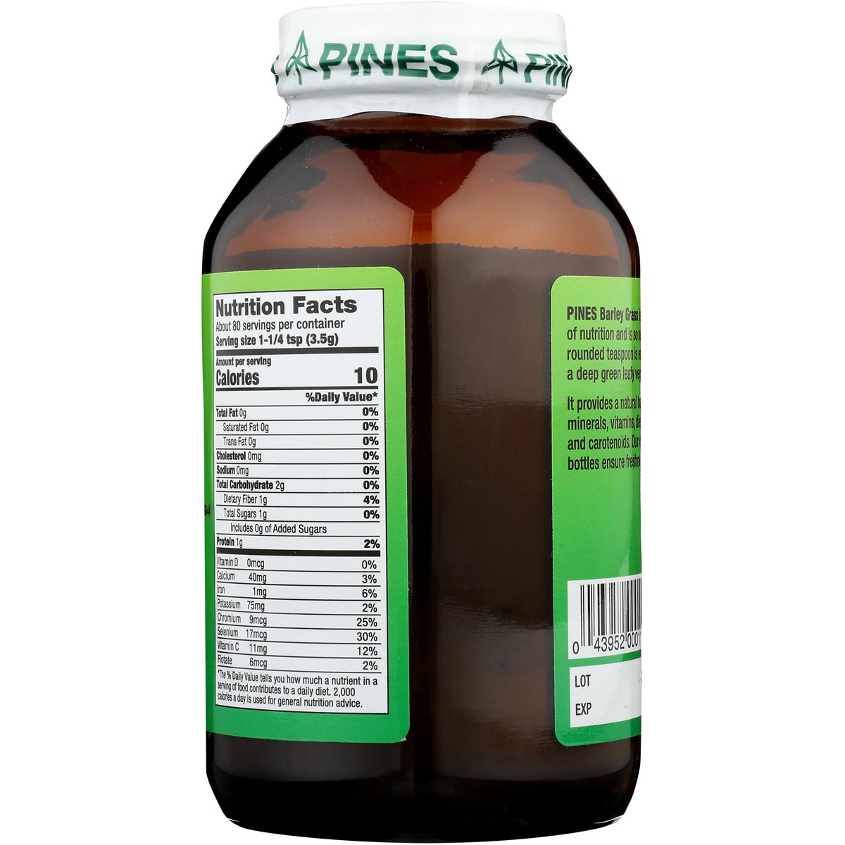 Organic Pines Barley Grass Powder 10 Oz 1 Pack