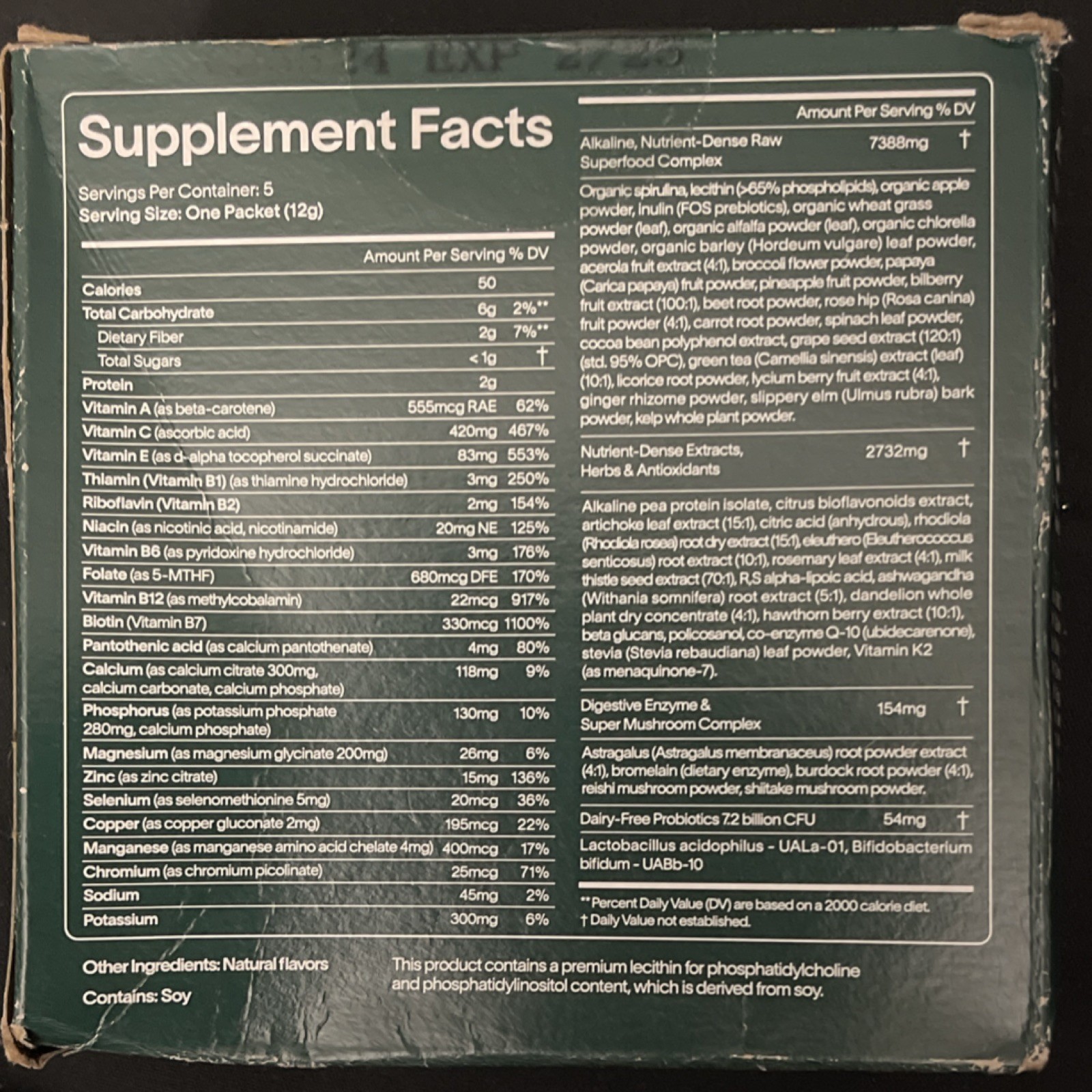 AG1 Green Food Powder Dietary Supplement 5 x 12g NSF Certified