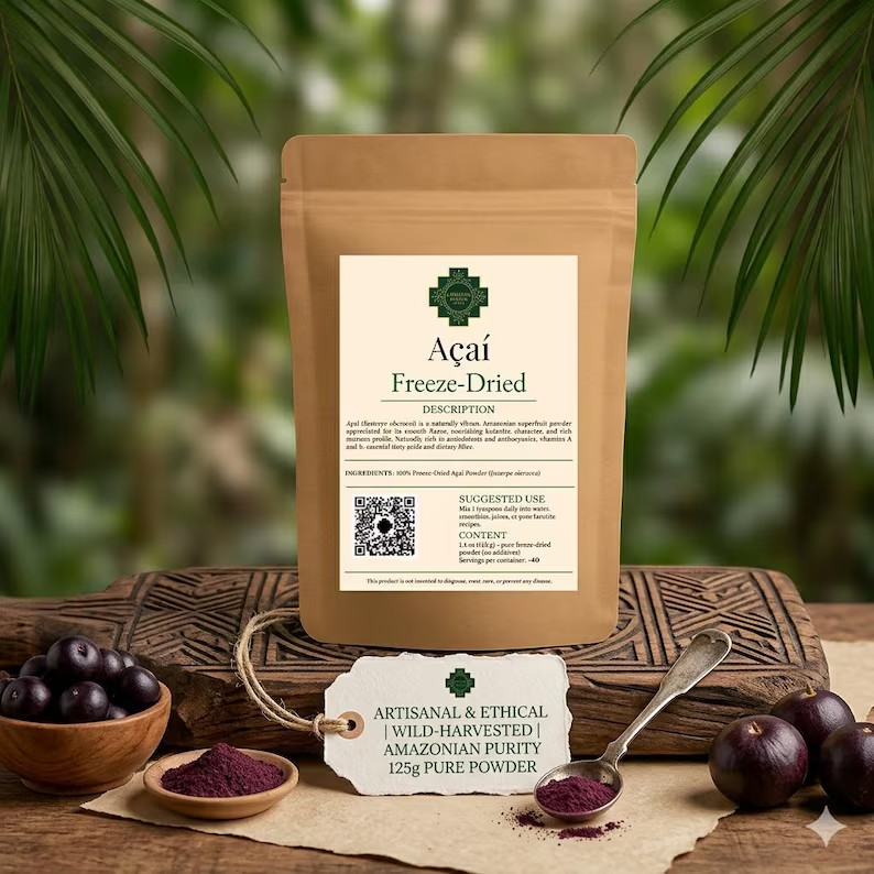 Acai Powder 100% Wild Harvested Freeze-Dried Peru No Maltodextrin Vegan