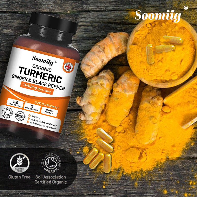 Organic Turmeric Curcumin with Ginger Black Pepper 120ct Joint Pain Max Strength