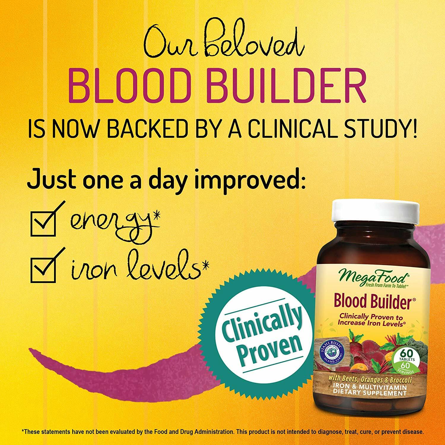 MegaFood Blood Builder, Support for Healthy Iron Levels, 60 Tablets