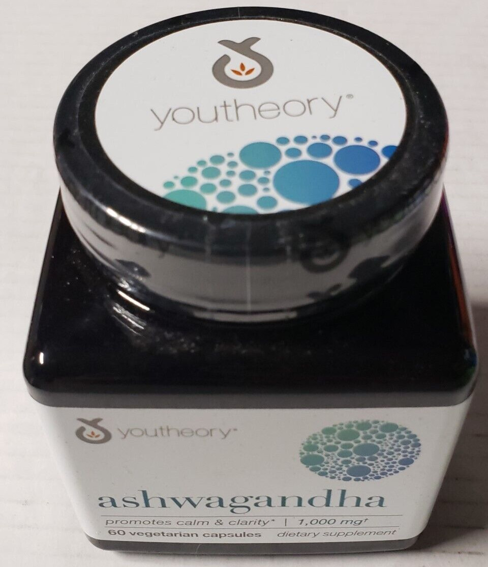 YOUTHEORY – ASHWAGANDHA – 60 Vegetarian Capsules – Calm & Clarity – Exp 12/2024