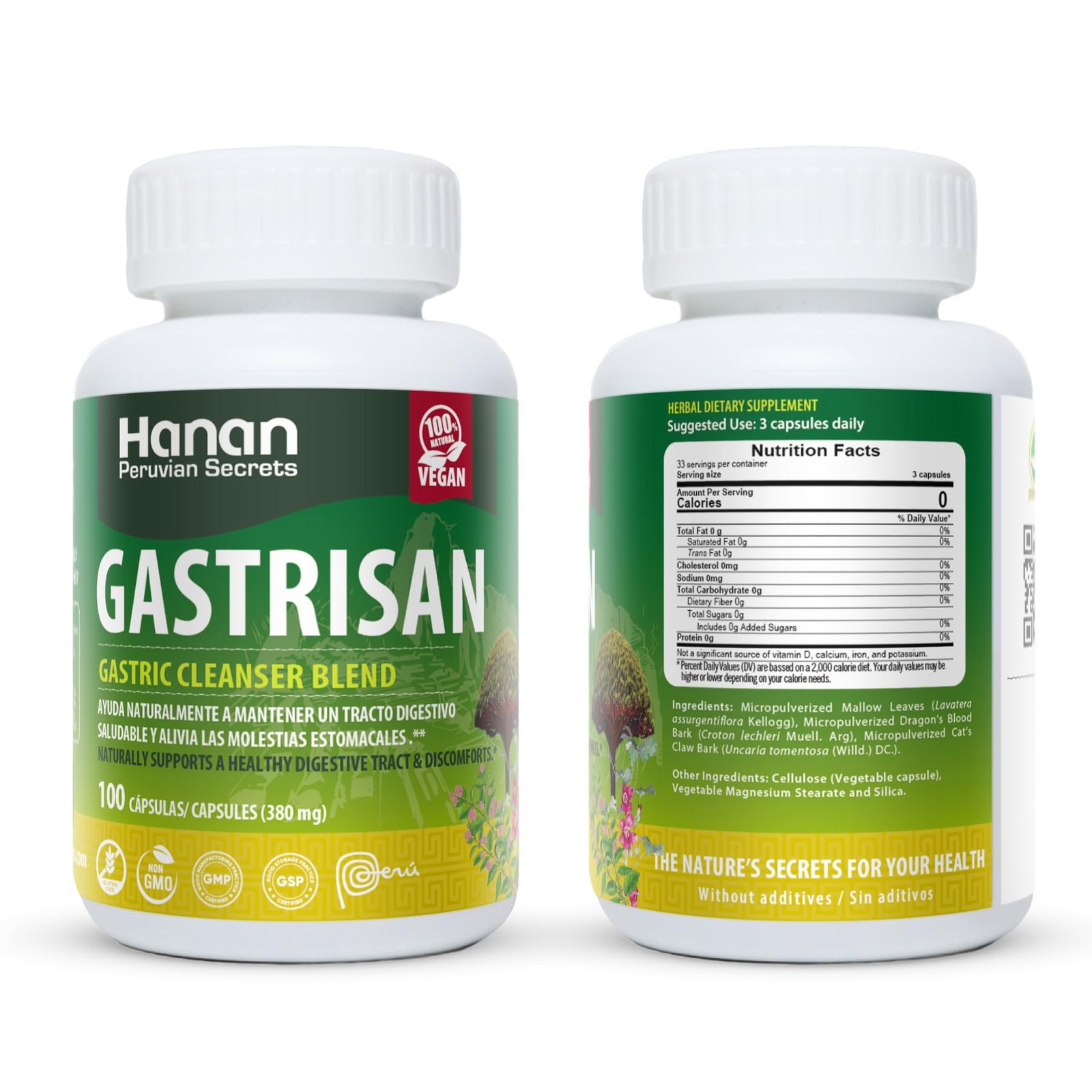 Hanan Gastrisan Gastric Cleanser| 100 Capsules| Naturally Aids Healthy Digestive