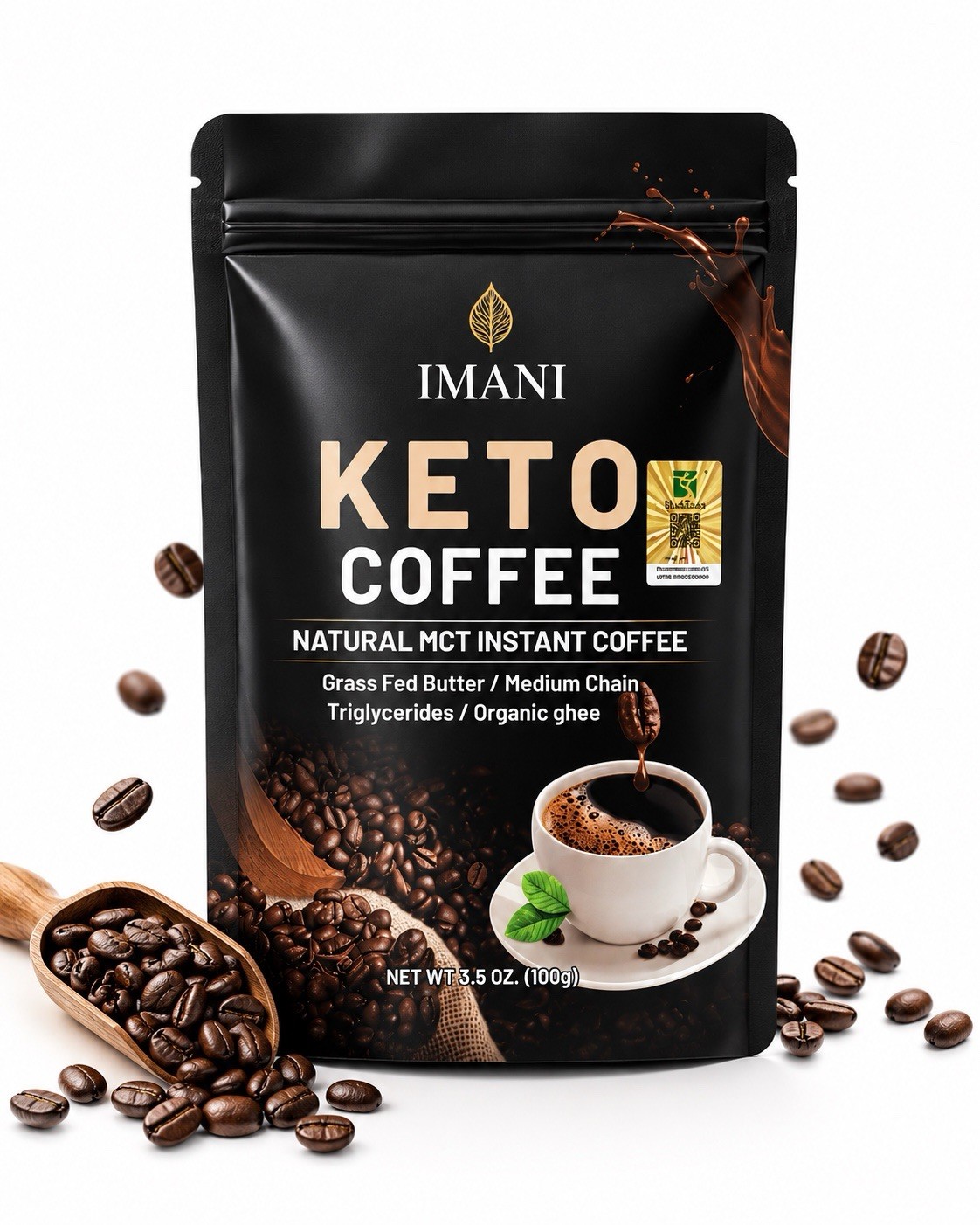 Keto Coffee Natural MCT Instant Coffee Grass Fed Butter & Ghee Blend 100g Diet