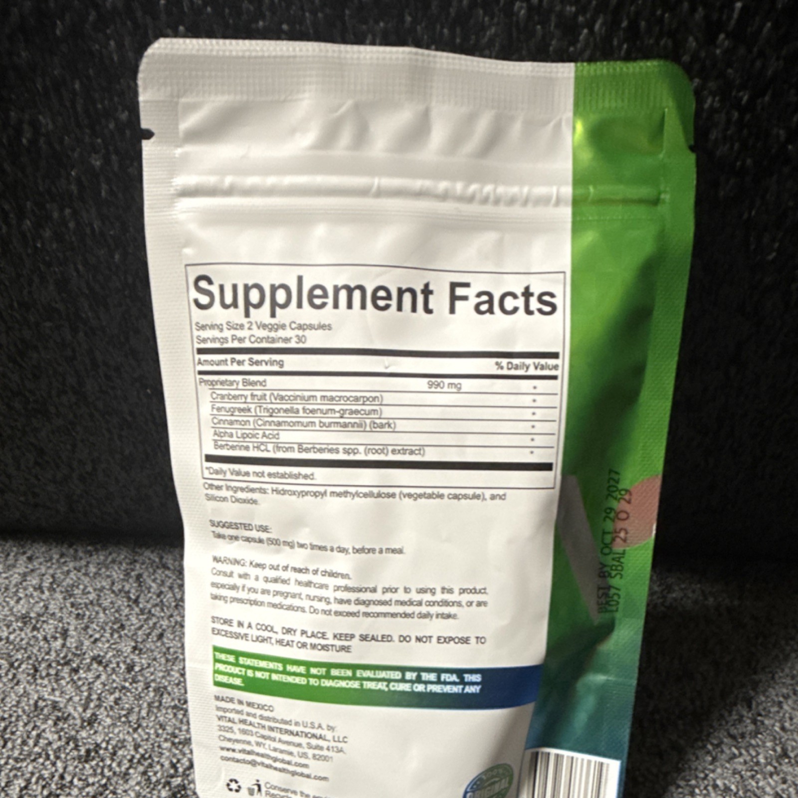 VitalHealth S-Balance Blood Sugar Support Capsules 60ct ALA Berberine Non-GMO